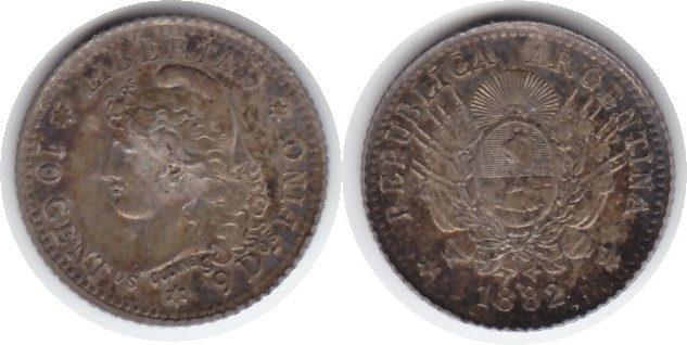 Foto Argentinien 10 Centavos 1882