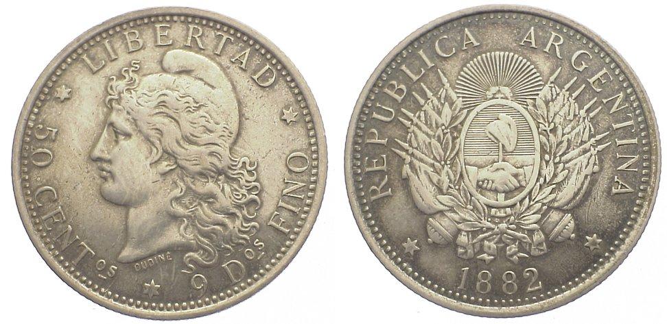 Foto Argentinien 50 Centavos 1882