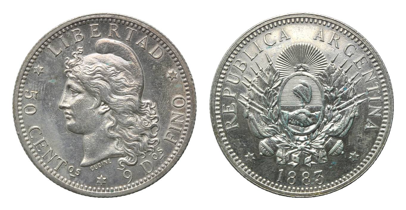 Foto Argentinien, 50 Centavos 1883,