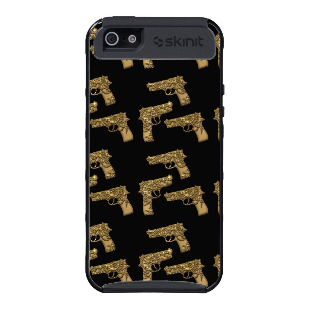 Foto Arma de oro grabado en relieve vintage en negro Iphone 5 Cobertura