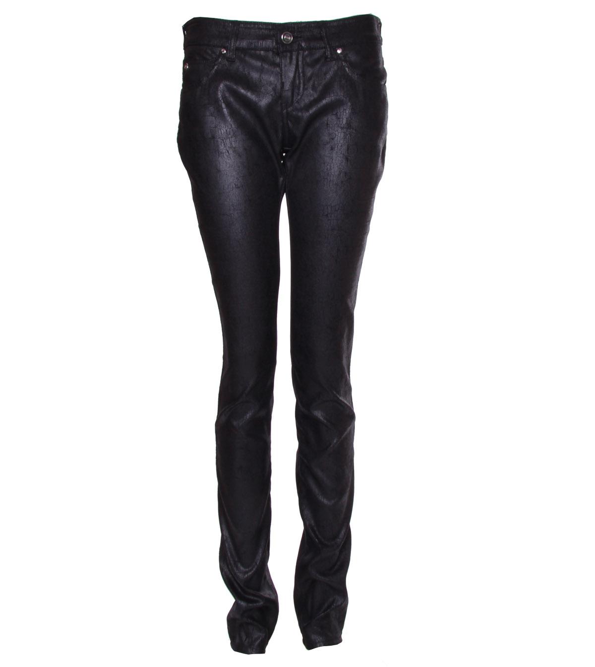 Foto Armani Jeans Black Distressed Faux Suede Leather Jeans