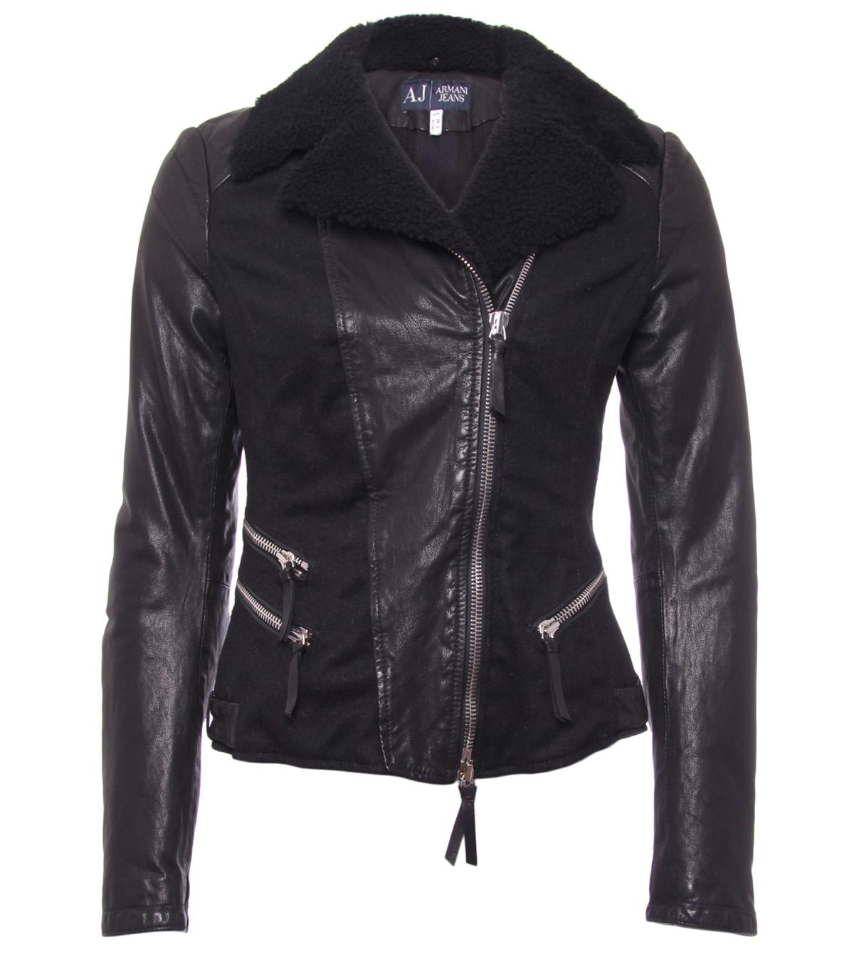 Foto Armani Jeans Black Leather/Wool Jacket