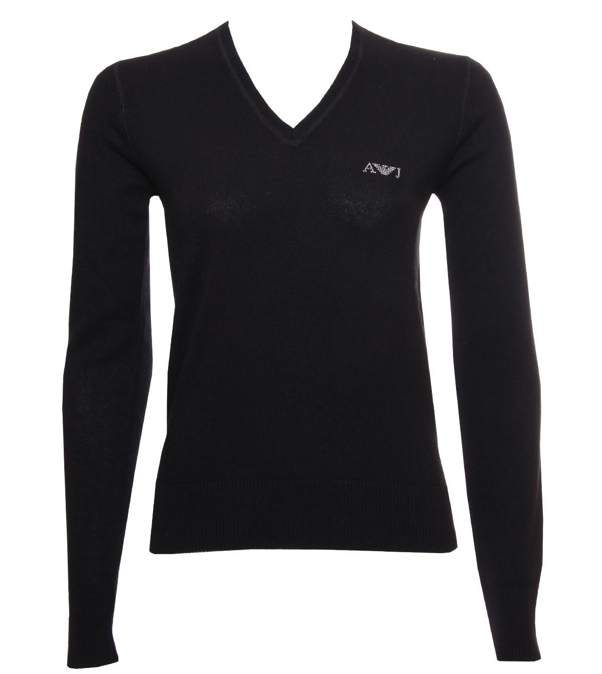 Foto Armani Jeans Black Wool/Viscose/Cashmere Ribbed V-Neck Sweater