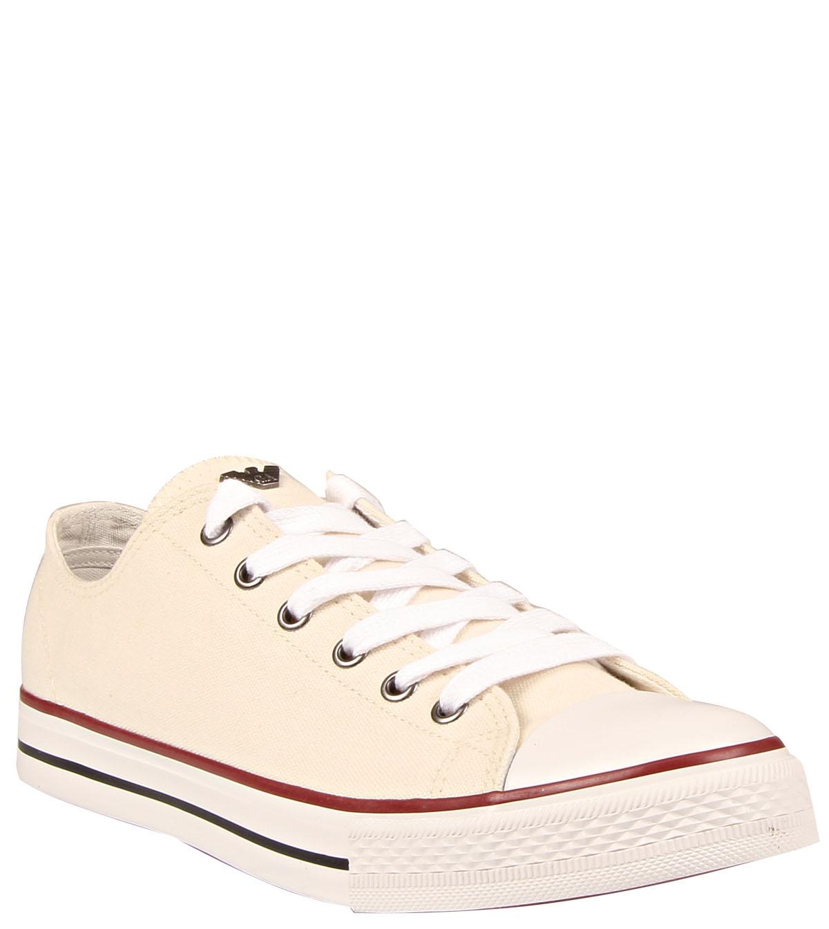 Foto Armani Jeans Cream Woven Canvas 6 Eyelet Trainer-UK 7 1/2