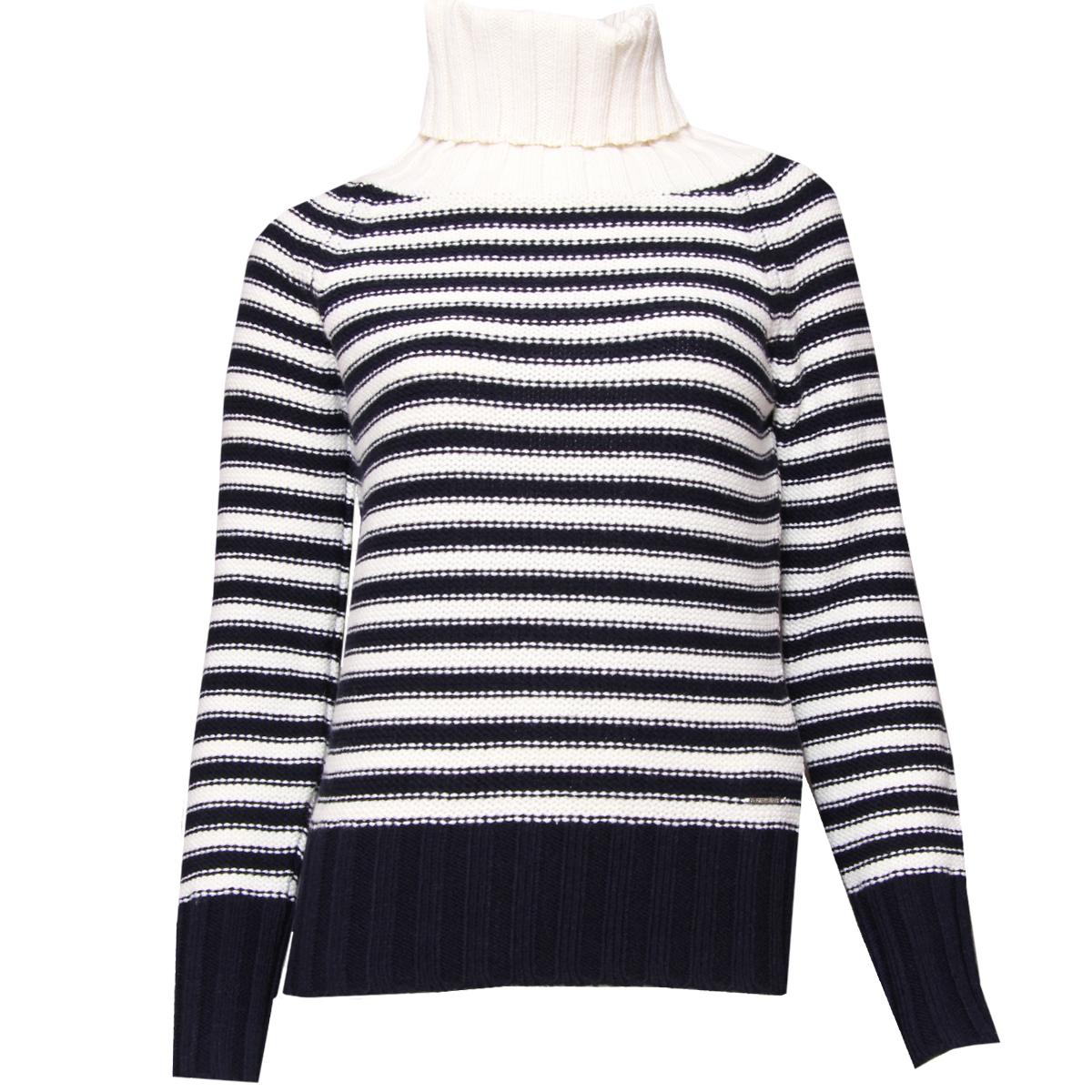Foto Armani Jeans Cream/Navy Stripe Heavy Knit Roll Neck Sweater