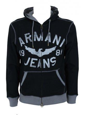Foto Armani Jeans Distressed Applique Zip Sweat - Black