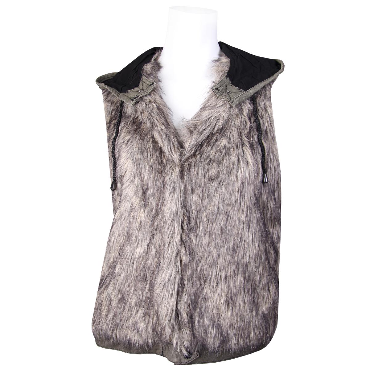 Foto Armani Jeans Grey/Khaki Green Faux Fur/Cotton Gillet