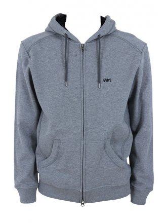 Foto Armani Jeans Hooded Logo Zip Hooded Sweat - Grey Marle