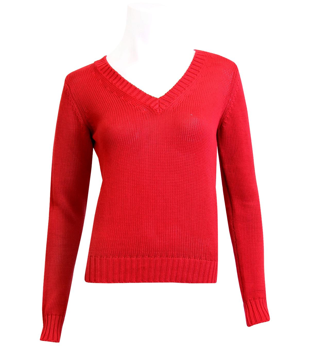 Foto Armani Jeans Red Knitted Cotton V Neck Sweatshirt