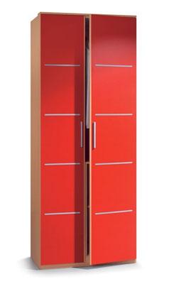 Foto Armario 2 puertas de 80 cms. en color nuez y rojo