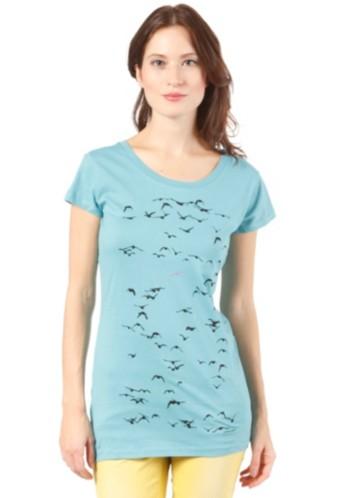 Foto Armedangels Womens Jane Swarming Birds S/S T-Shirt dusty turquoise
