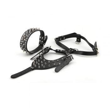 Foto Arnés Petral Correa + Collar Con Remaches Para Mascota Perro Talla L N