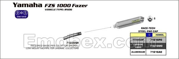 Foto Arrow - YAMAHA FZS 1000 FAZER 2001-2005 tubo de conexion ref: 71220MI