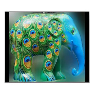 Foto Arte Del Pavo Real Del Elefante De Londres Posters