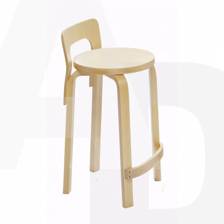 Foto Artek - K65 - silla de cocina/taburete de bar - abedul chapa/armazón abedul lacado natural