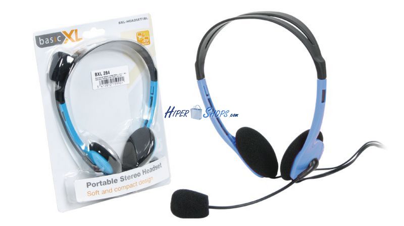 Foto Auriculares y micrófono Basic XL con regulador de volumen - Azul
