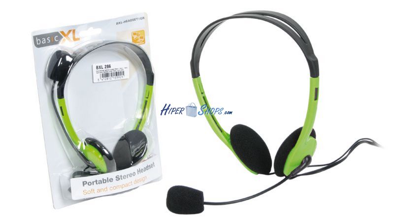 Foto Auriculares y micrófono Basic XL con regulador de volumen - Verde