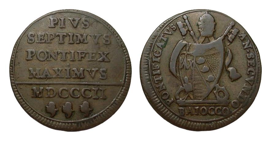 Foto Ausland / Euro / sonstiges Italien / Vatikan Baiocco 1802