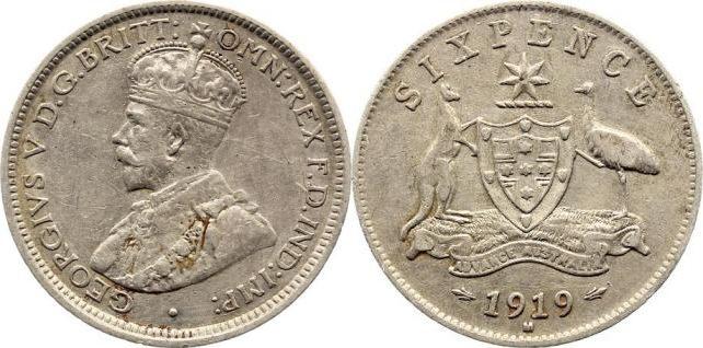 Foto Australië 6 Pence 1919