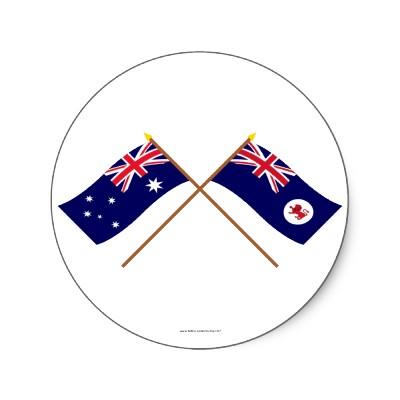 Foto Australia y banderas cruzadas Tasmania Etiqueta