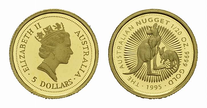 Foto Australien 1/20 Nugget, 5 Dollars, 1995