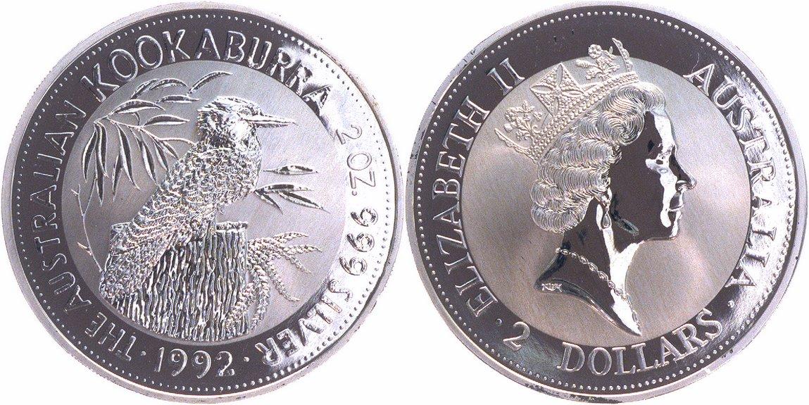 Foto Australien 2 Dollars, 2 Unzen Feinsilber 1992