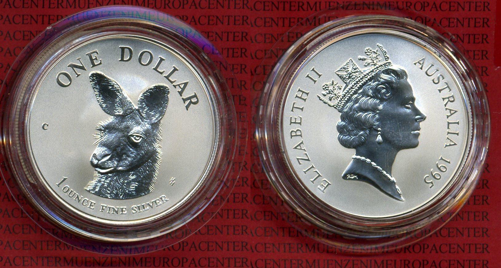Foto Australien, Australia 1 Dollar Känguruh Silber 1 Unze 1995