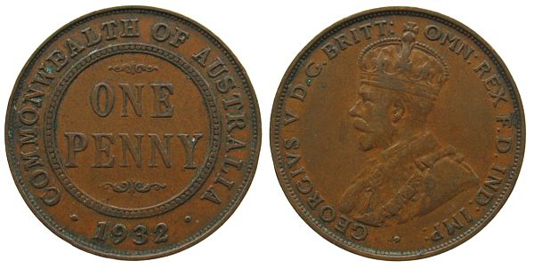 Foto Australien Australia 1 Penny 1932
