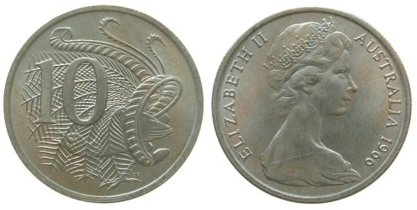 Foto Australien Australia 10 Cent 1966