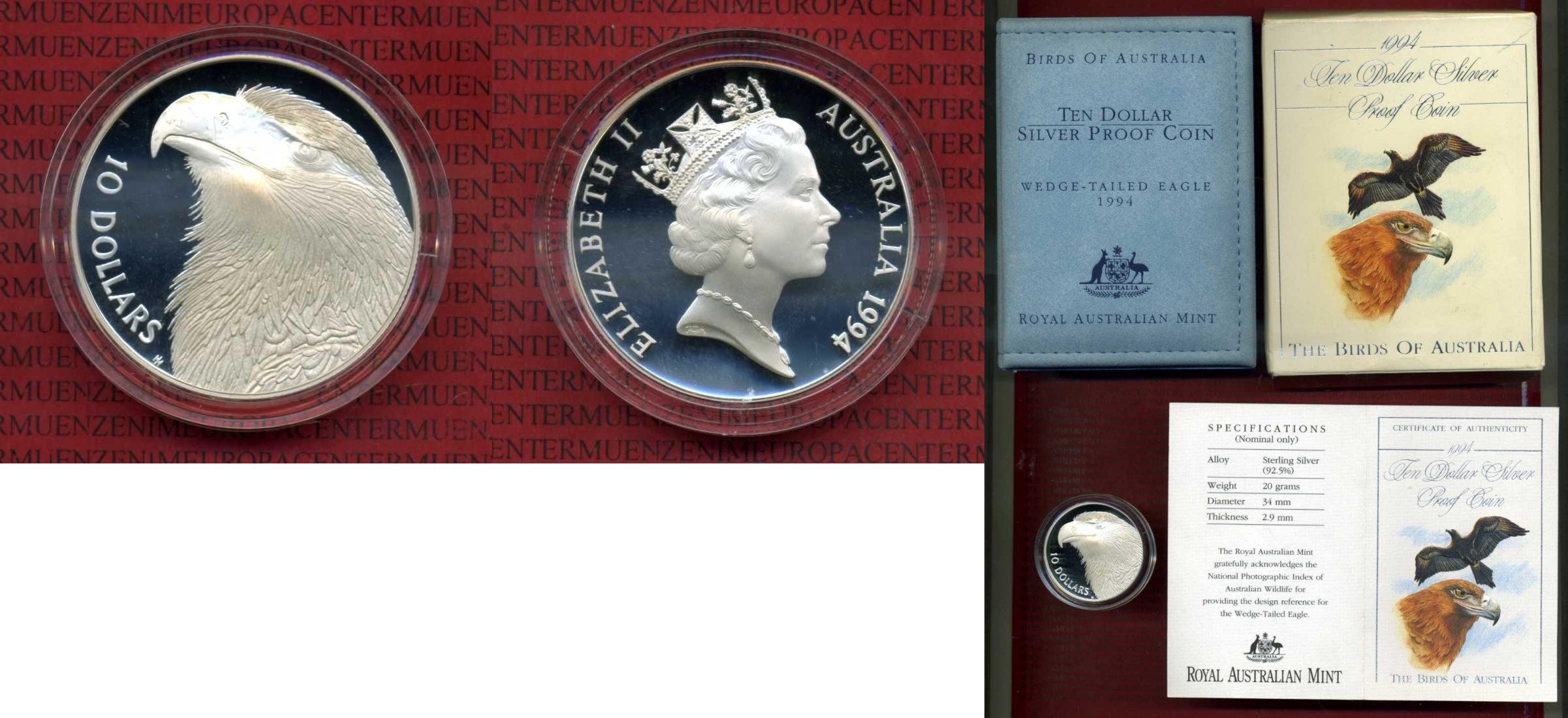 Foto Australien, Australia 10 Dollars Silber Tiermotiv 1994
