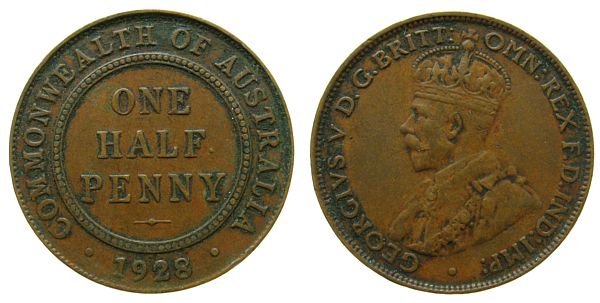 Foto Australien Australia 1/2 Penny 1928
