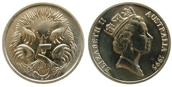 Foto Australien Australia 5 Cents 1995