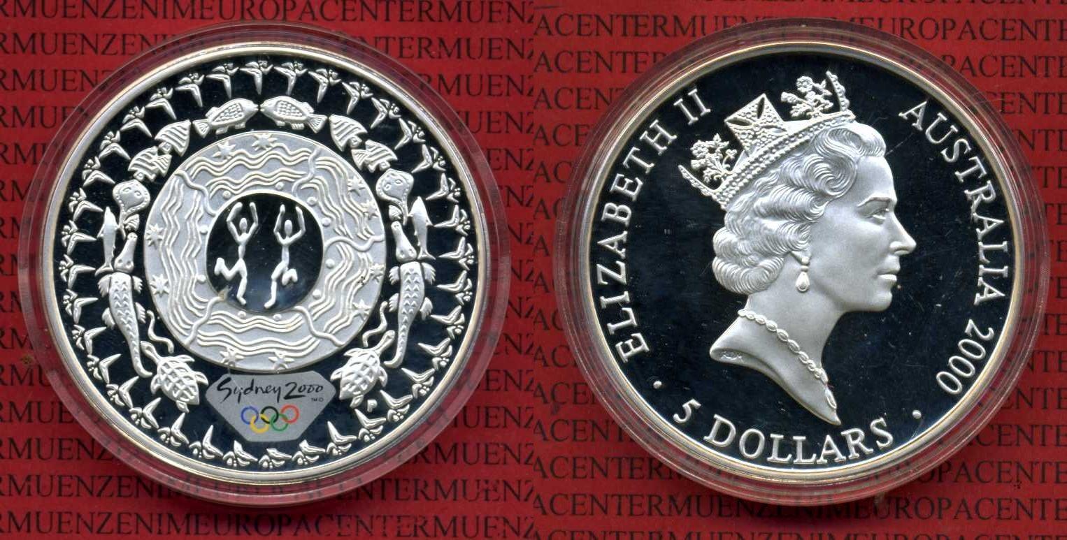 Foto Australien/ Australia 5 Dollars Silber 2000 Farbmünze 2000