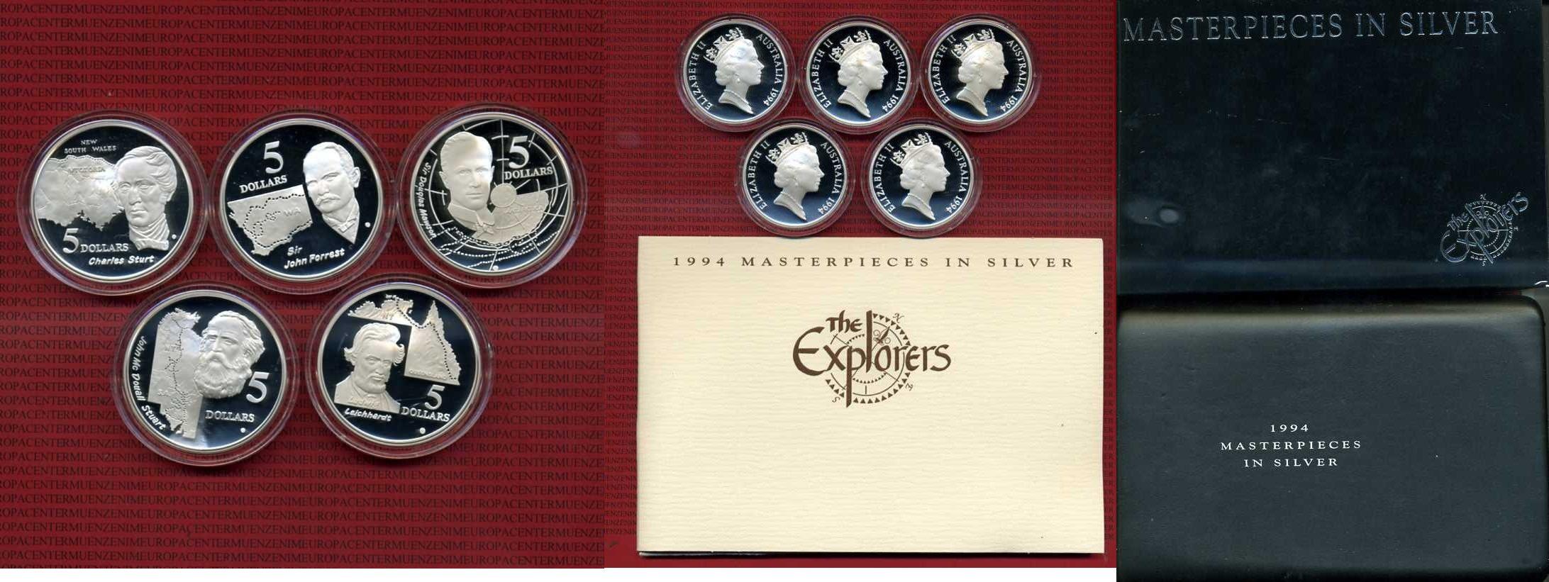 Foto Australien, Australia 5 x 5 Dollars Silber 1994