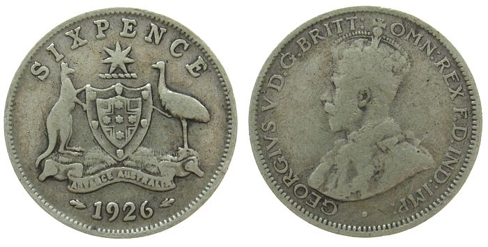 Foto Australien Australia 6 Pence 1926