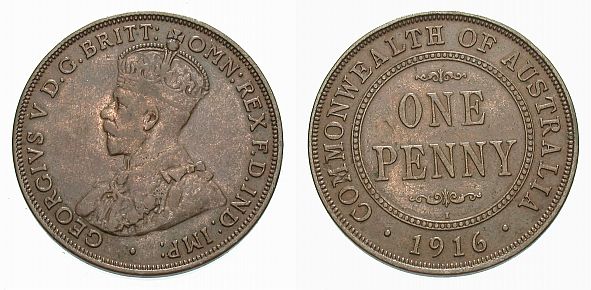 Foto Australien Bronze-Penny 1916
