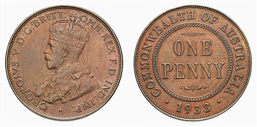 Foto Australien Bronze-Penny 1933