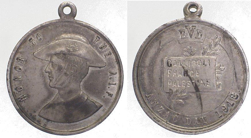 Foto Australien Tragbare versilberte Bronzemedaille 1918