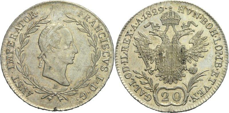 Foto Austria Habsburg Wien 20 Kreuzer 1829