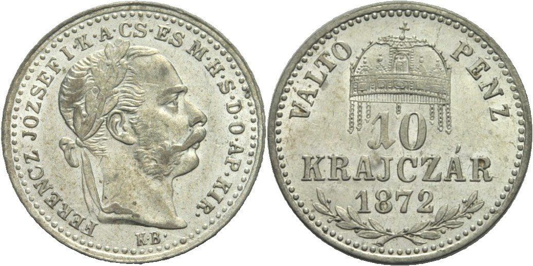 Foto Austria Ungarn Kremnitz 10 Krajcar 1872