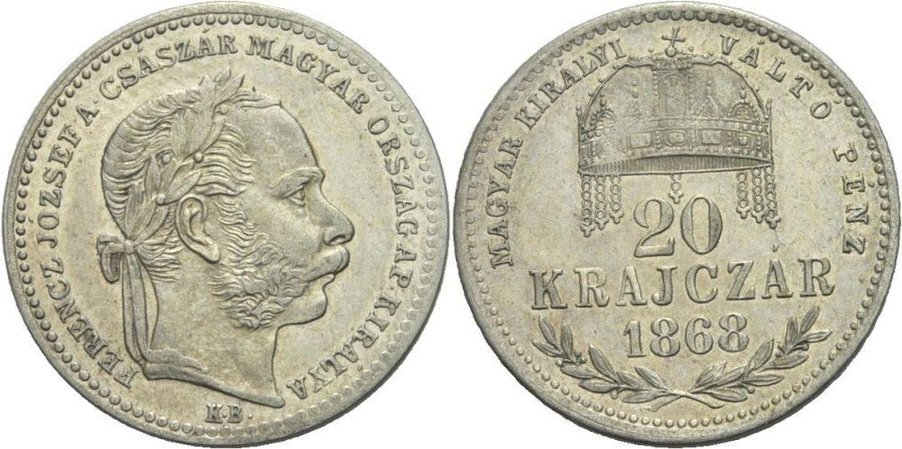 Foto Austria Ungarn Kremnitz 20 Krajcar 1868
