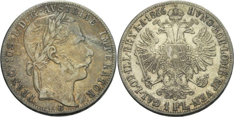 Foto Austria Ungarn Kremnitz Gulden 1866