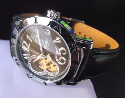 Foto Automatic Watch For Ladies L45 Black Goer. Black Leather And Steel
