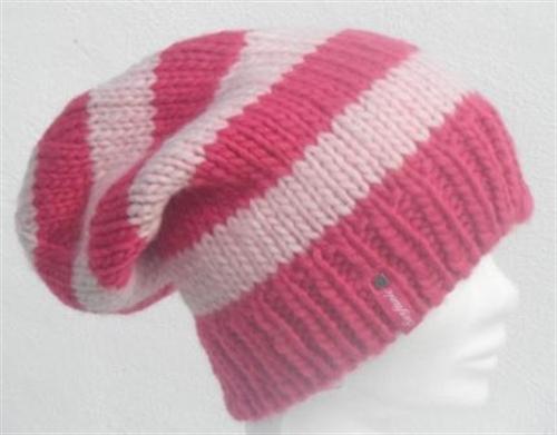 Foto B2m Surfanic Beanie Chica Rosa Con Rayas Blancas