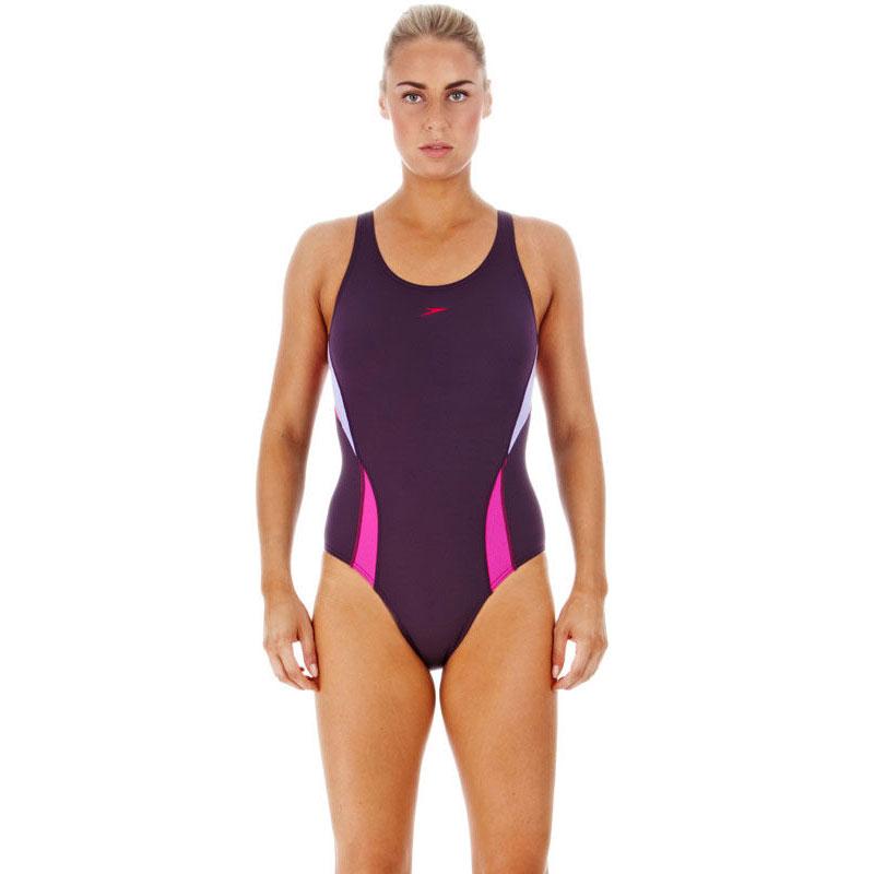 Foto Bañador de natación Speedo Aquaflyer Muscleback color lila y fucsia