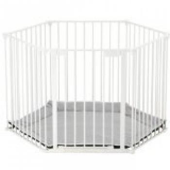 Foto BabyDan bebé Den Playpen blanco con gris Playmat
