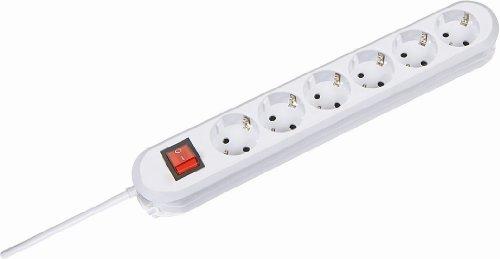 Foto Bachmann - Regleta de 6 tomas con interruptor, cable de 3 m, color blanco