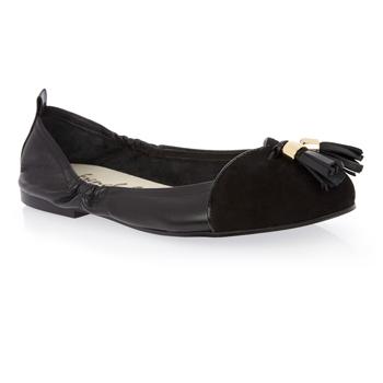Foto Ballet Flat Black Leather;Suede Ballet Pump.