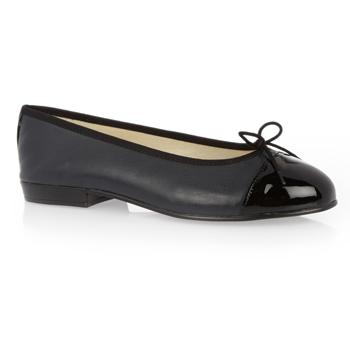 Foto Ballet Flat Navy Leather;Patent Ballet Pump.