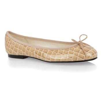 Foto Ballet Pump Beige Leather;Patent;Croc Ballet Shoe.